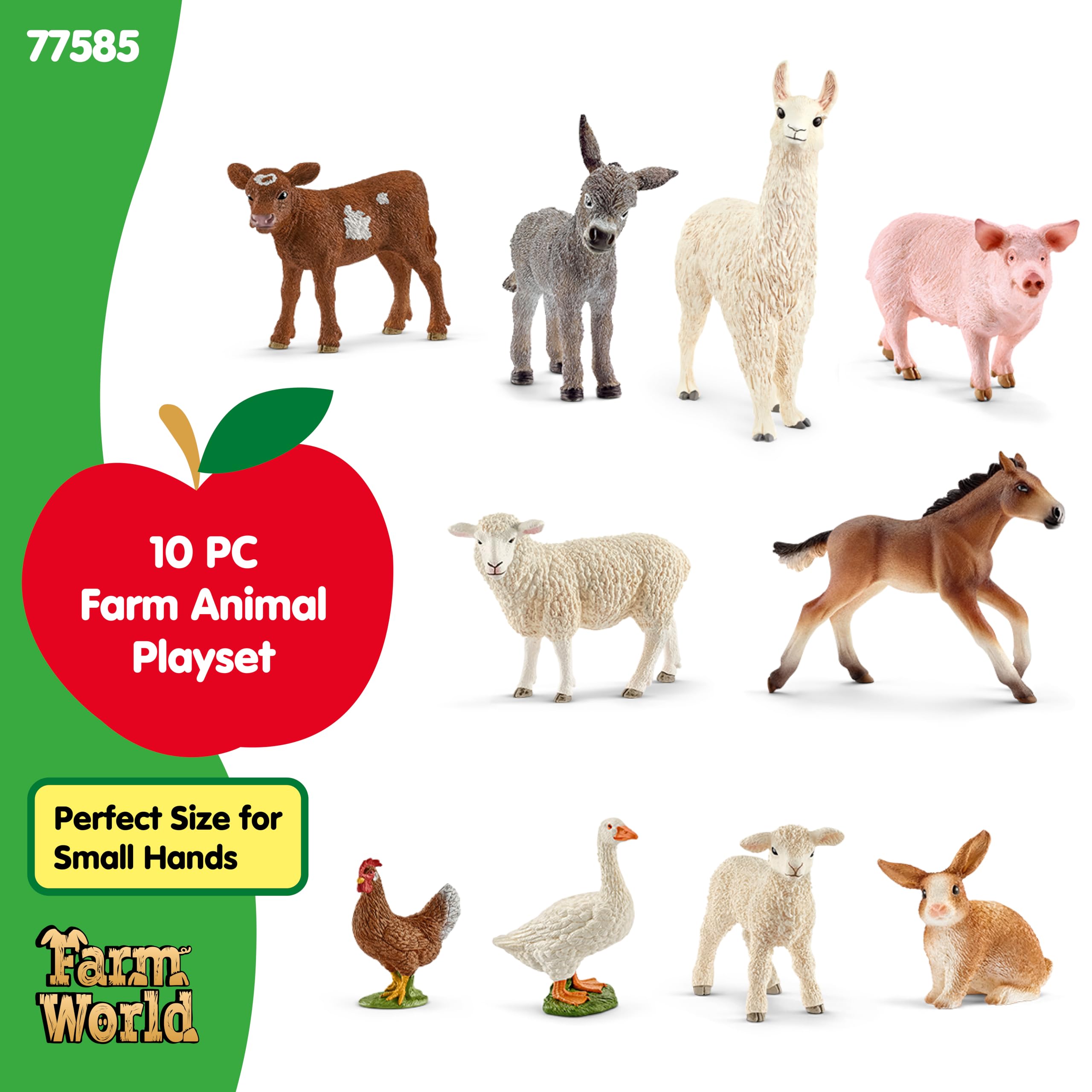Amazon.co.jp: Schleich Farm World - 10個 農場の動物のおもちゃ